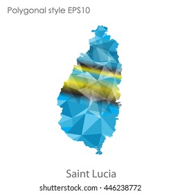Saint Lucia map in geometric polygonal style.Abstract gems triangle,modern design background.Vector Illustration EPS10.