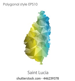 Saint Lucia map in geometric polygonal style.Abstract gems triangle,modern design background.Vector Illustration EPS10.