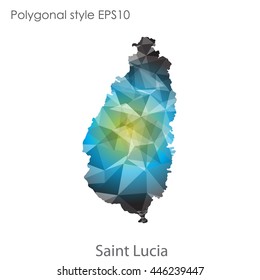 Saint Lucia map in geometric polygonal style.Abstract gems triangle,modern design background.Vector Illustration EPS10.