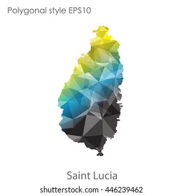 Saint Lucia map in geometric polygonal style.Abstract gems triangle,modern design background.Vector Illustration EPS10.