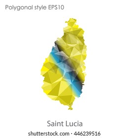 Saint Lucia map in geometric polygonal style.Abstract gems triangle,modern design background.Vector Illustration EPS10.
