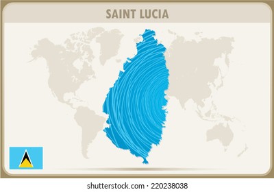 SAINT LUCIA map graphic, Vector.