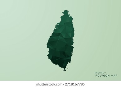 Saint Lucia Map - Green Polygon Style Vector Illustration, Low Poly Geometric Design with Clean Silhouette on soft green Background.
