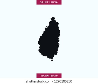 Saint Lucia Map. High Detailed Silhouette Map In Soft Background - Vector.