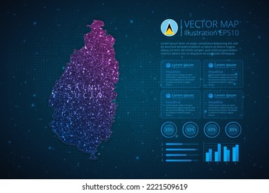 Saint Lucia map infographics template for diagram, graph, presentation and chart with abstract geometric mesh polygonal light concept on blue background. Vector Illustration EPS10.