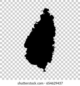 Saint Lucia map isolated on transparent background. Black map for your design. Vector illustration, easy to edit.