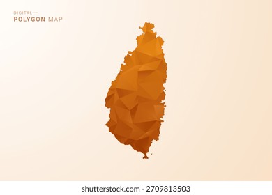 Mapa de Santa Lucía - Ilustración vectorial de polígono de bajo poliéster en tono naranja, estilo geométrico limpio, aislado sobre fondo blanco.