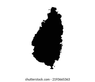 Saint Lucia Map. Saint Lucian Country Map. Black and White St Lucia National Nation Geography Outline Border Boundary Territory Shape Vector Illustration EPS Clipart