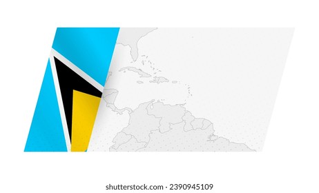 Saint Lucia map in modern style with flag of Saint Lucia on left side. Vector illustration of a map.