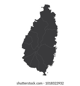 Saint Lucia map on white background vector, Saint Lucia Map Outline Shape Black on White Vector Illustration, High detailed black illustration map -Saint Lucia.