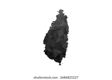 Mapa de Santa Lucía - Ilustración vectorial de estilo polígono en degradado negro y gris, diseño geométrico de bajo poli, aislado sobre fondo blanco para infografías y Educación.