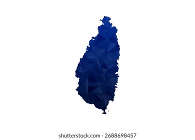 Mapa de Santa Lucía - Ilustración vectorial de estilo polígono en degradado azul oscuro, diseño geométrico de bajo poli, aislado sobre fondo blanco para infografías y Educación.