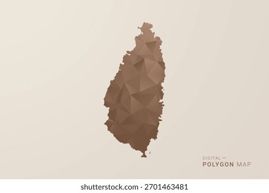 Mapa de Santa Lúcia - Ilustração vetorial estilo polígono em gradiente marrom, baixo projeto geométrico poly, isolado no fundo bege para infográficos e decoração.