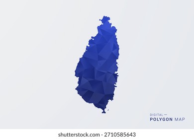 Mapa de Santa Lúcia - Ilustração de vetor estilo polígono em azul profundo gradiente, baixo projeto geométrico poly, Silhueta limpa isolada no fundo branco para infográficos.