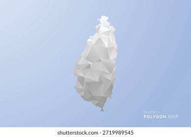 Saint Lucia Karte - polygonale Vektorgrafik in Grau, Weiß und Blau, Low-Poly-geometrisches Design, minimale Silhouette, geeignet für Infografik und modernes Design.