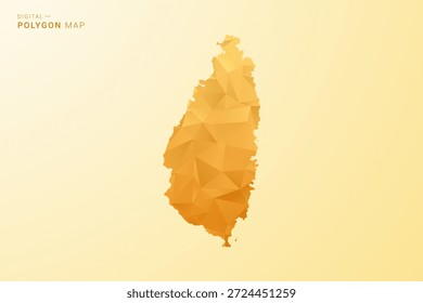 Mapa de Santa Lucía - Ilustración vectorial de estilo polígono en diseño geométrico de bajo poli amarillo y naranja, silueta mínima moderna, aislada para infografía.