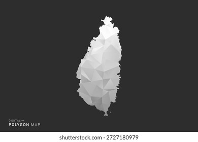 Mapa de Santa Lucía - Ilustración vectorial de estilo polígono en diseño geométrico de bajo poli negro, gris y blanco, silueta mínima, aislada para infografía.