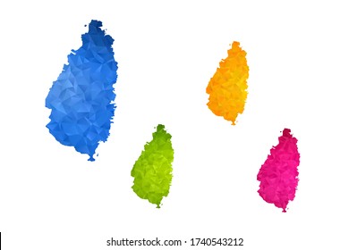 Saint Lucia map - Set of geometric rumpled triangular low poly style gradient graphic background , polygonal design for your ,Vector eps 10.