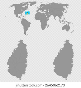 Carte de Sainte-Lucie avec emplacement dans le monde.