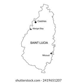 Saint Lucia map vector isolated on white background.