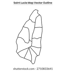 Saint Lucia Map Vector Outline Editable Country Silhouette