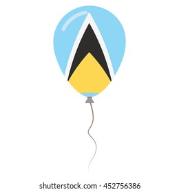 Saint Lucia national colors isolated baloon on white background. Independence day patriotic poster. Flat style flag balloon. National day vector illustration.