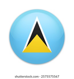 Saint Lucia national flag button pin. Saint Lucia round badge icon. Vector illustration