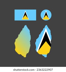 Saint Lucia national map and flag vectors set....