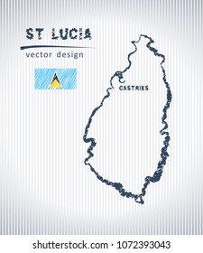 Saint Lucia national vector drawing map on white background