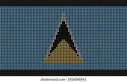 Saint Lucia official flag with grunge texture in mosaic dot style. Abstract pixel illustration of national flag with halftone effect for wallpaper. 
