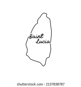 Saint Lucia outline map with the handwritten country name. Continuous line drawing of patriotic home sign. A love for a small homeland. T-shirt print idea. Vector illustration.