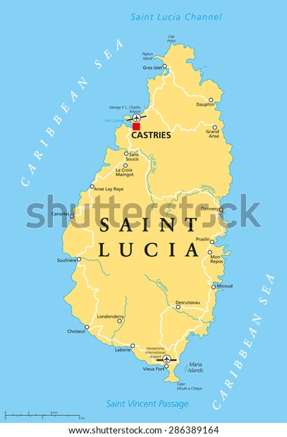 castries st lucia map Saint Lucia Political Map Capital Castries Stock Vector Royalty castries st lucia map