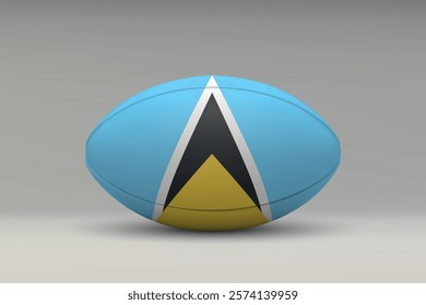 Saint Lucia rugby ball featuring the national flag design on a gray background