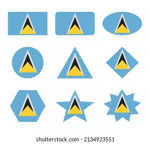 saint lucia set of flags with geometric shapes