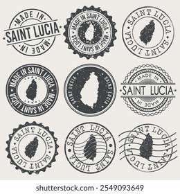 Santa Lúcia Conjunto de Selos. Carimbo de Viagem. Fabricado Em Produto. Design Seals Estilo Antigo Insígnia.