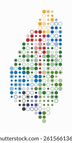 Saint Lucia, shape of the country built of colored cells. Digital style map of Saint Lucia on white background. Large size circle blocks. Artistic vector illustration.