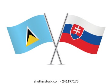 Saint Lucia and Slovakia flags. Vector illustration.