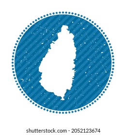 Saint Lucia striped retro travel sticker. Badge with map of island, vector illustration. Can be used as insignia, logotype, label, sticker or badge of Saint Lucia.