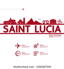 Saint Lucia travel destination grand vector illustration.