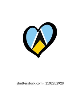 Saint Lucia Vector Flag Inside heart shape graphic element Illustration template design
