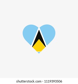 Saint Lucia Vector Flag Inside heart shape graphic element Illustration template design
