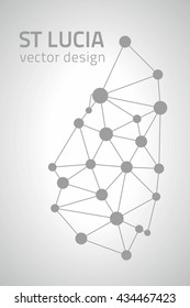 Saint Lucia vector grey contour map