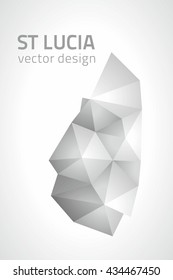 Saint Lucia vector grey polygonal map