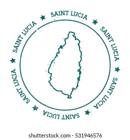 Saint Lucia vector map. Distressed travel stamp with text wrapped around a circle and stars. Island sticker vector illustration.