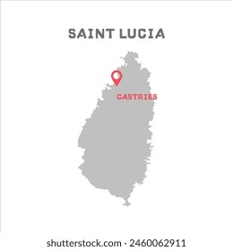 Saint lucia vector map illustration, country map silhouette with mark the capital city of Saint lucia inside. vector illustration. Every country in the world is here