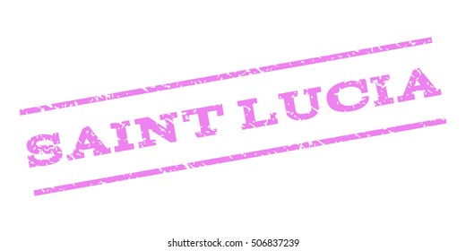 Saint Lucia watermark stamp. Text tag between parallel lines with grunge design style. Rubber seal stamp with dirty texture. Vector violet color ink imprint on a white background.