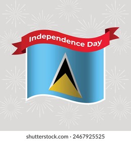 Saint Lucia Wavy Flag Independence Day Banner Background
