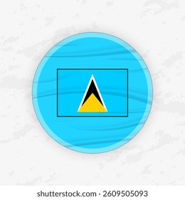 Saint Lucian Flag in a Circular Emblem Design, Abstract Round Sticker Illustration. This high-quality vector graphic is perfect for use in patriotic designs, international events, sport competitions.