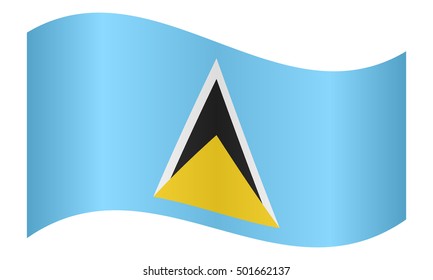 Saint Lucian national official flag. Patriotic symbol, banner, element, background. Correct colors. Flag of Saint Lucia waving on white background, vector illustration