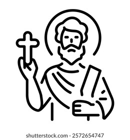 Saint luke icon in linear style 